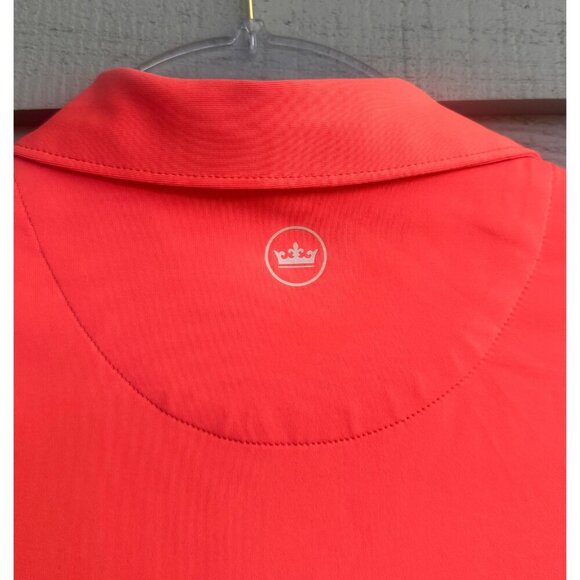 Peter Millar Women’s Golf Polo Shirt Coral Orange Belfair Logo Performance Top - Picture 5 of 7